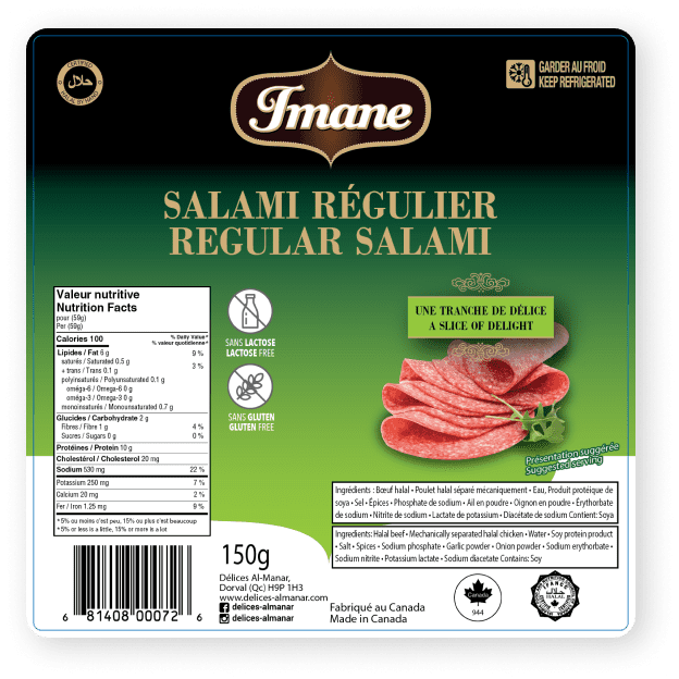 Salami régulier tranché halal