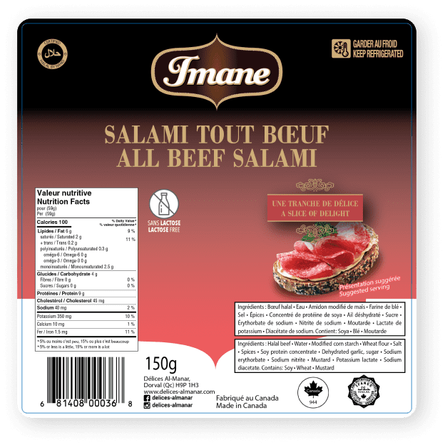 Salami au boeuf étiquette