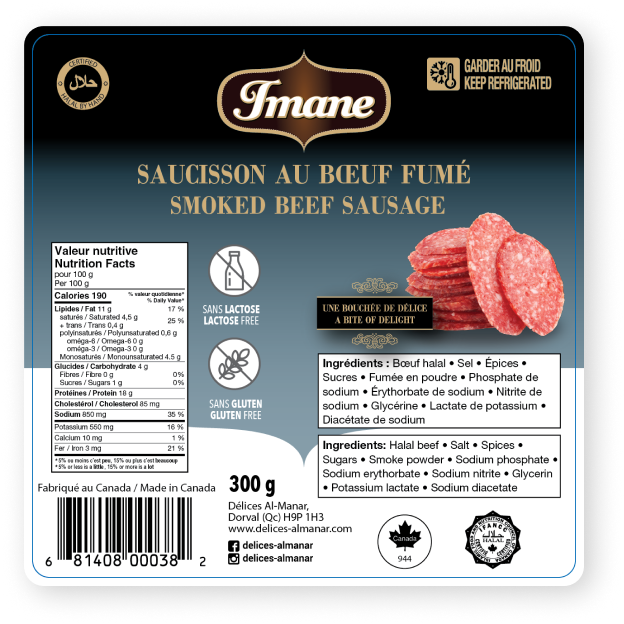 Saucisson au boeuf fumé halal